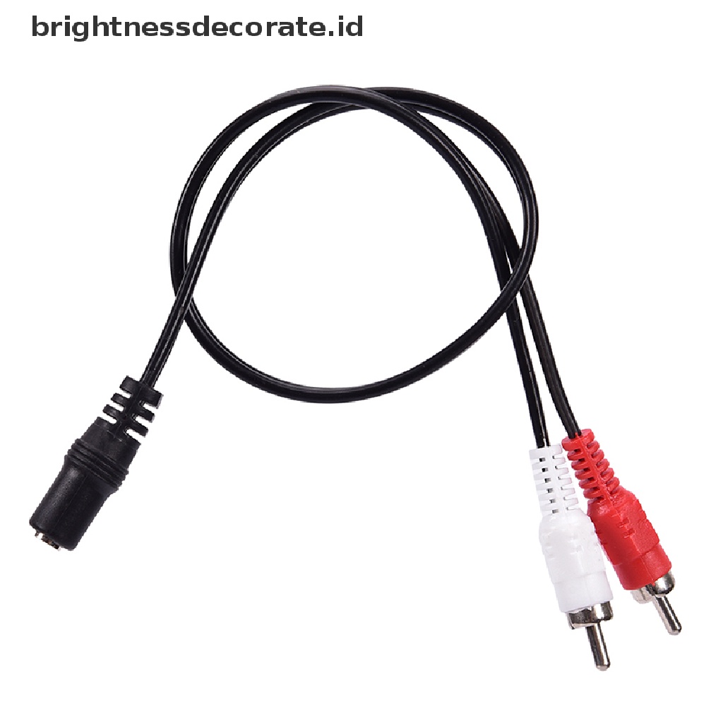 2-rca Male Plug Ke 3.5mm Female Aux Audio Jack Adapter Kabel Konverter Headphone (Id)
