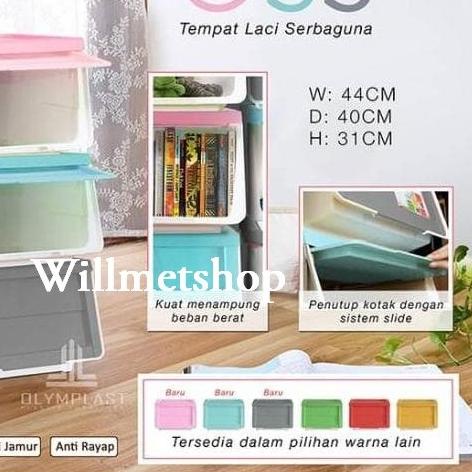 ➳ KOTAK PENYIMPANAN OLYMPLAST STORAGE SOLUTION OSS PLASTIK RAK SERBAGUNA - Abu-abu ♪