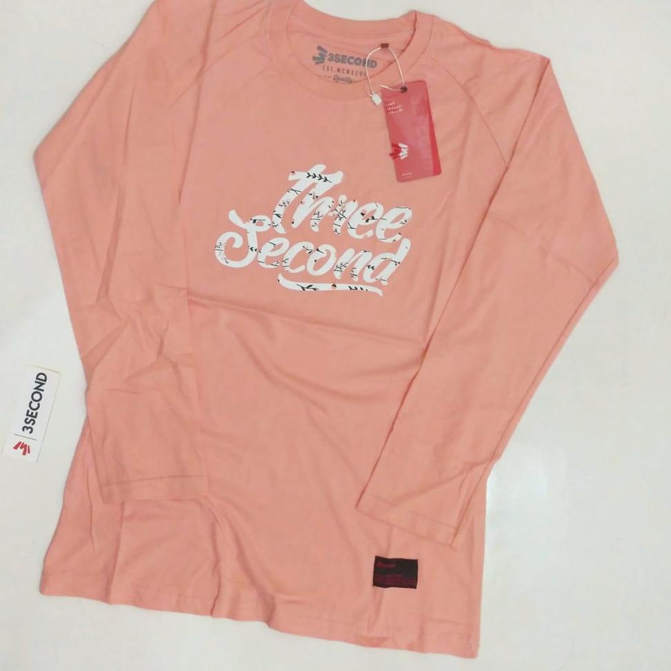 KAOS LENGAN PANJANG WANITA THREE SECOND T-SHIRT REGLAN DISTRO 3SECOND CEWEK –TAY.19My22ᵀ