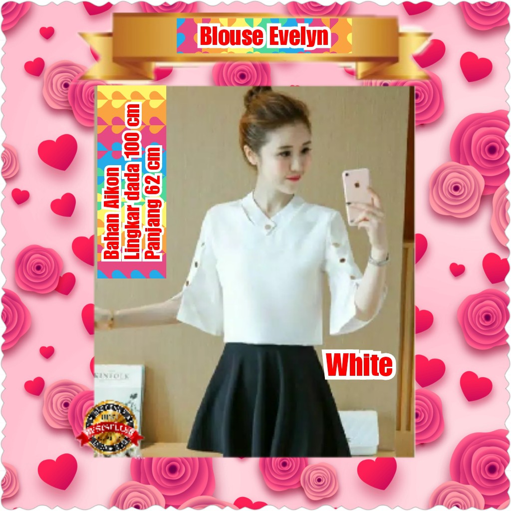 BLOUSE EVELYN / SALEM / PUTIH / TERMURAH