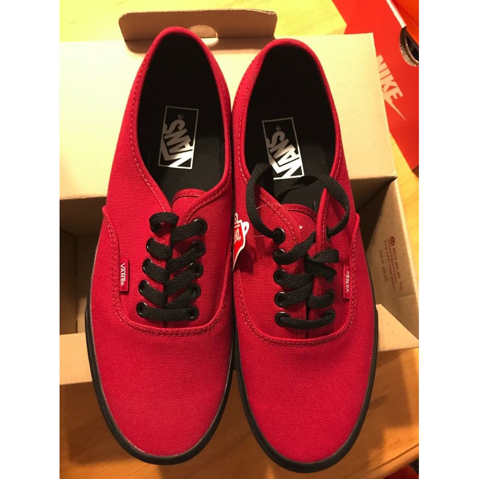SEPATU VANS AUTHENTIC RED SOLE BLACK / VANS MERAH SOL HITAM VANS MURAH