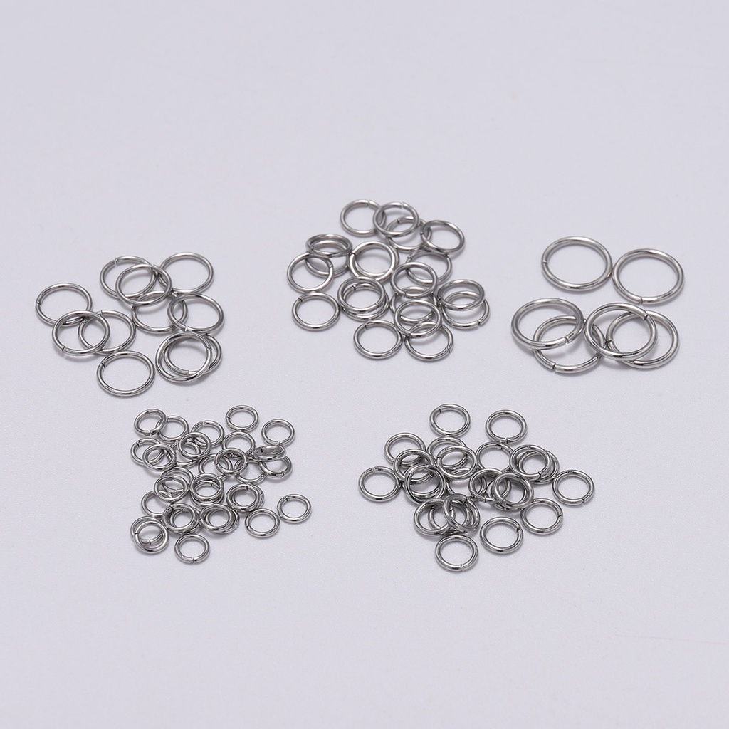 200pcs / Lot Ring Konektor Bahan Stainless Steel Ukuran 4 / 5 / 6 / 8 / 10mm Untuk Membuat Perhiasan