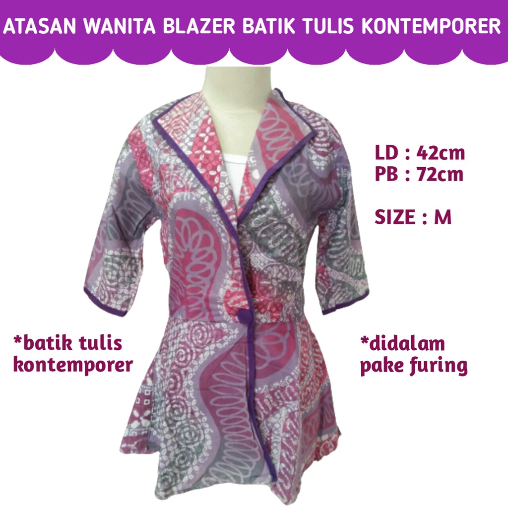 PRELOVED BLAZER WANITA BATIK TULIS/PAKAIAN KERJA WANITA/BLAZER KANTOR
