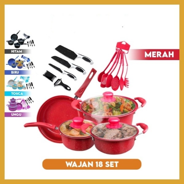 PROMO!! Panci 18 SET Tutup Kaca Cookware Alat Masak Serbaguna Panci Anti Lengket Non Sticky