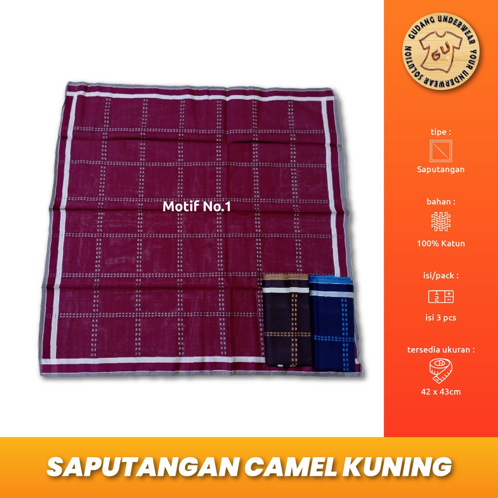 SAPUTANGAN CAMEL KUNING BAHAN KATUN ISI 3PCS