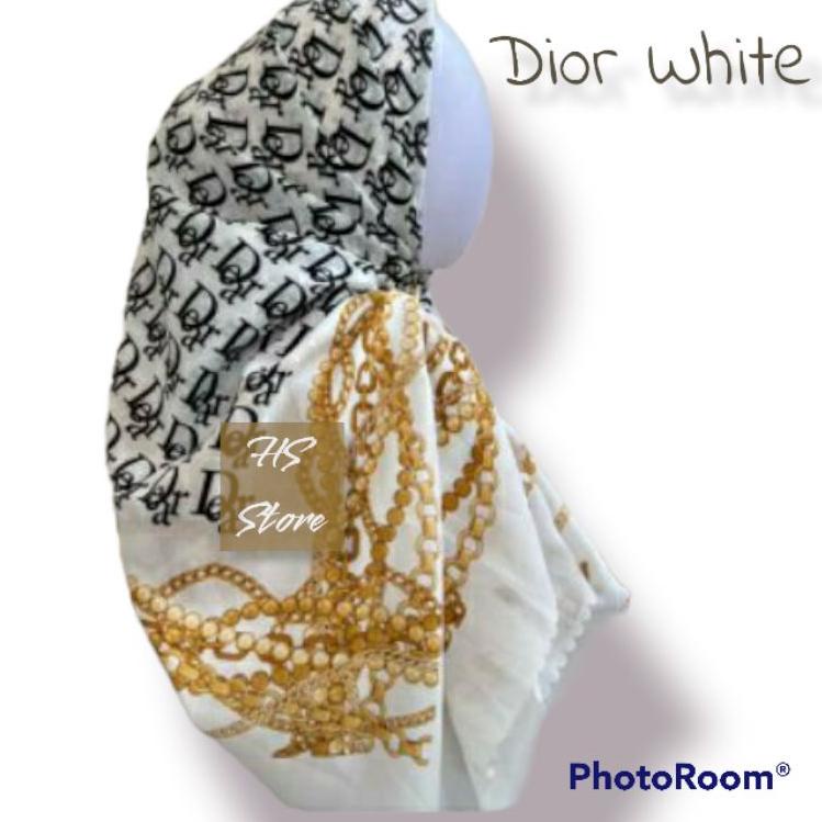 STAR BRANDS HS Hijab Motif Segi Empat Voal Premium Dior Rantai ,
