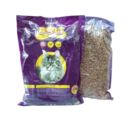 Makanan Kucing BOLT 1KG Free Vitamin Tuna Ikan Donat Cat Dry Food Pakan Kering Pelet