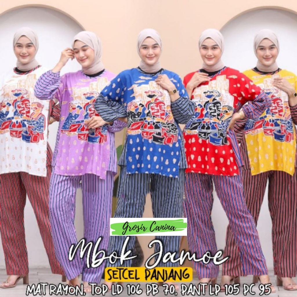 Setelan Celana Panjang Tejo Mbok Jamu Jamoe Rayon Super Adem One Set-Setelan Wanita Kekinian
