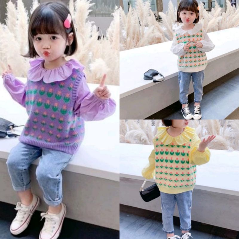 Setelan Anak Perempuan Import / Atasan Blouse anak dan Celana Jeans Anak Perempuan Cewek Import