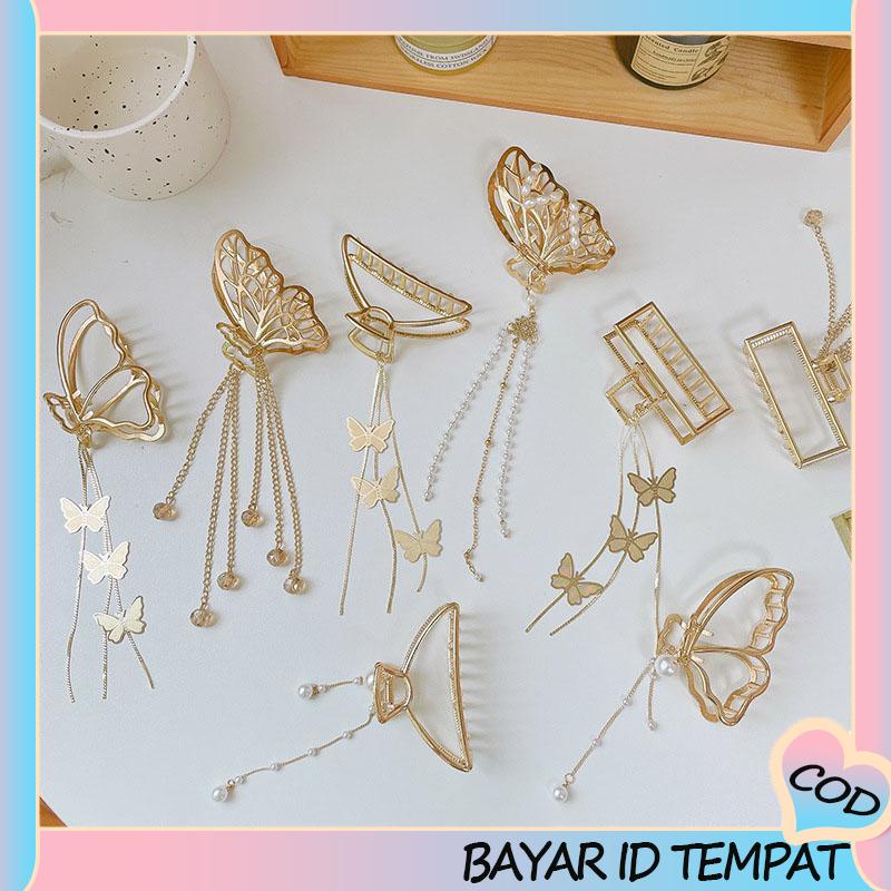 COD❤️ Butterfly Jepit Rambut Bentuk Kupu-Kupu Bahan Metal Ukuran Besar-A.one