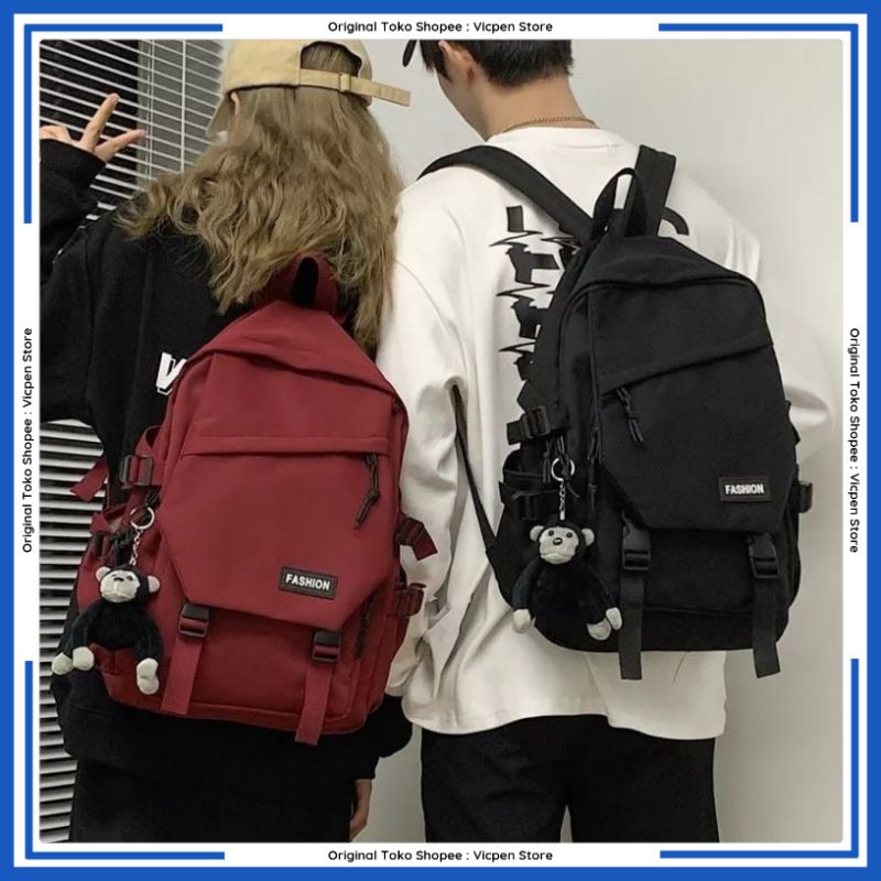 Tas Ransel Backpack Kanvas Pria Wanita Tas Punggung Fashion Wanita Motif Kekinian Terbaru Anti Maling