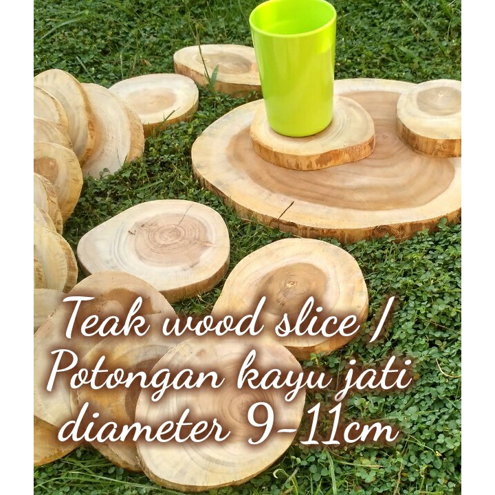 Teak wood slice tatakan kayu jati hiasan dinding rustic dekorasi