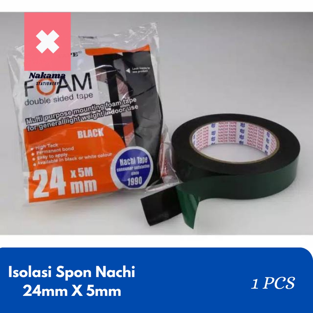 

Isolasi Nachi Double Tape Spon Foam Solasi Bolak Balek Spon 24MM