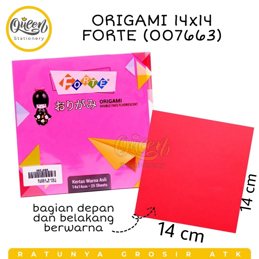 Jual 1 PAK (25 LEMBAR) ORIGAMI 14X14 FORTE (007663) / KERTAS LIPAT