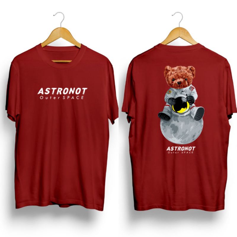 kaos pria/OUTER SPACE BEAR RED/kaos distro