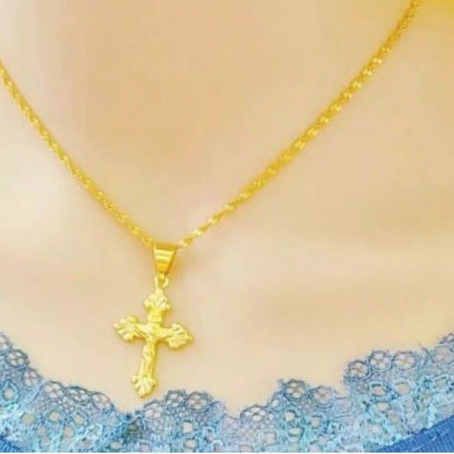 ← KALUNG MELINTIR TITANIUM LIONTIN SALIB WARNA EMAS ASLI 24K TIDAK LUNTUR DAN ANTI KARAT ✫