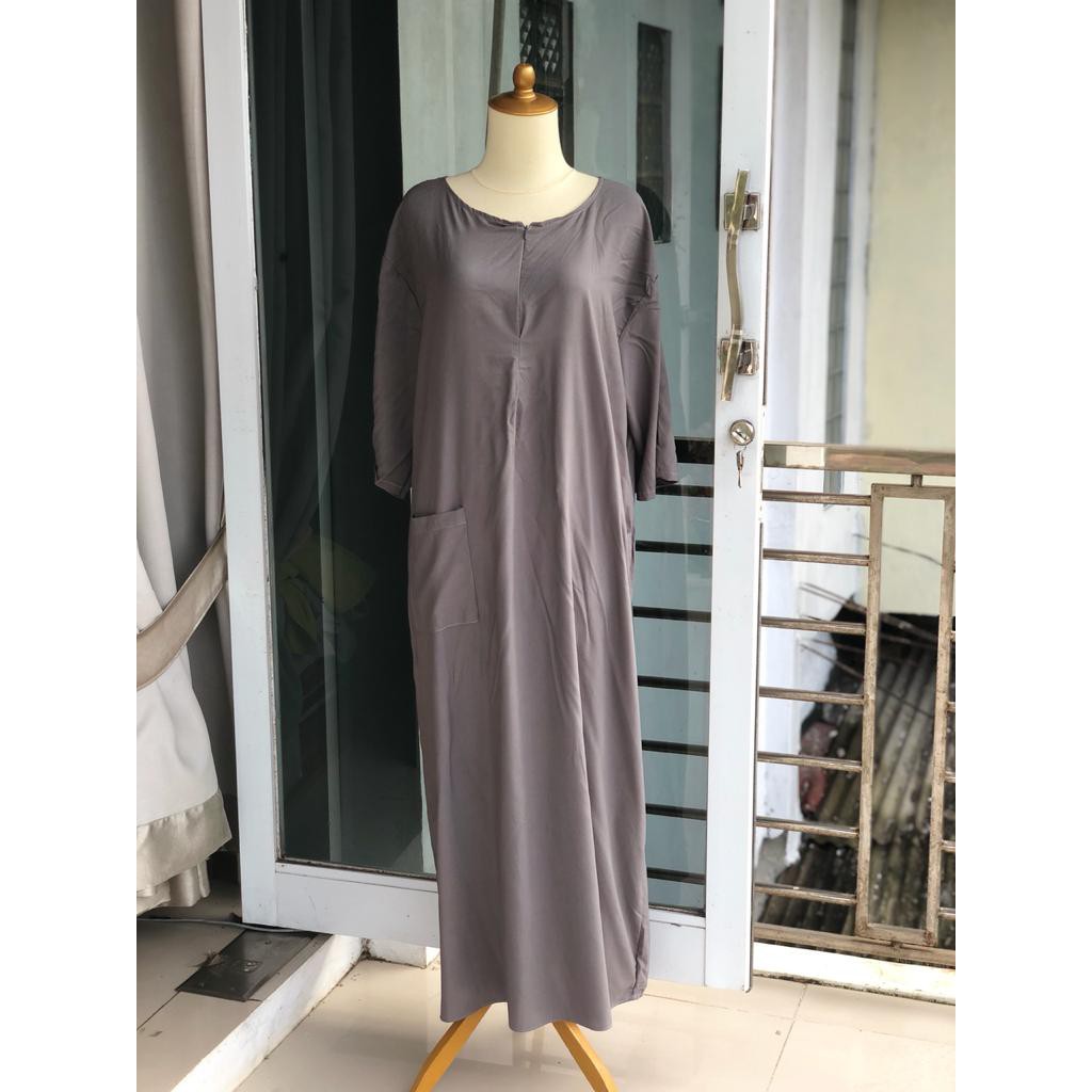 Daster Rayon Habel / DASTER POLKA Longdress, Lengan raglan 3/4-GREEY