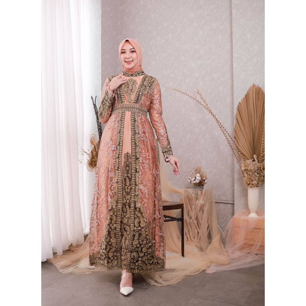 Gamis Bellvania//Gamis Brokat Wanita Kondangan Pesta Modern Terbaru Terlaris Yg Viral Original By Pe