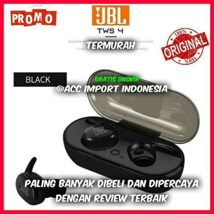 Headset Bluetooth TWS earbuds JBL TWS 4 By Harman Bluetooth Wireless Stereo Bass Original