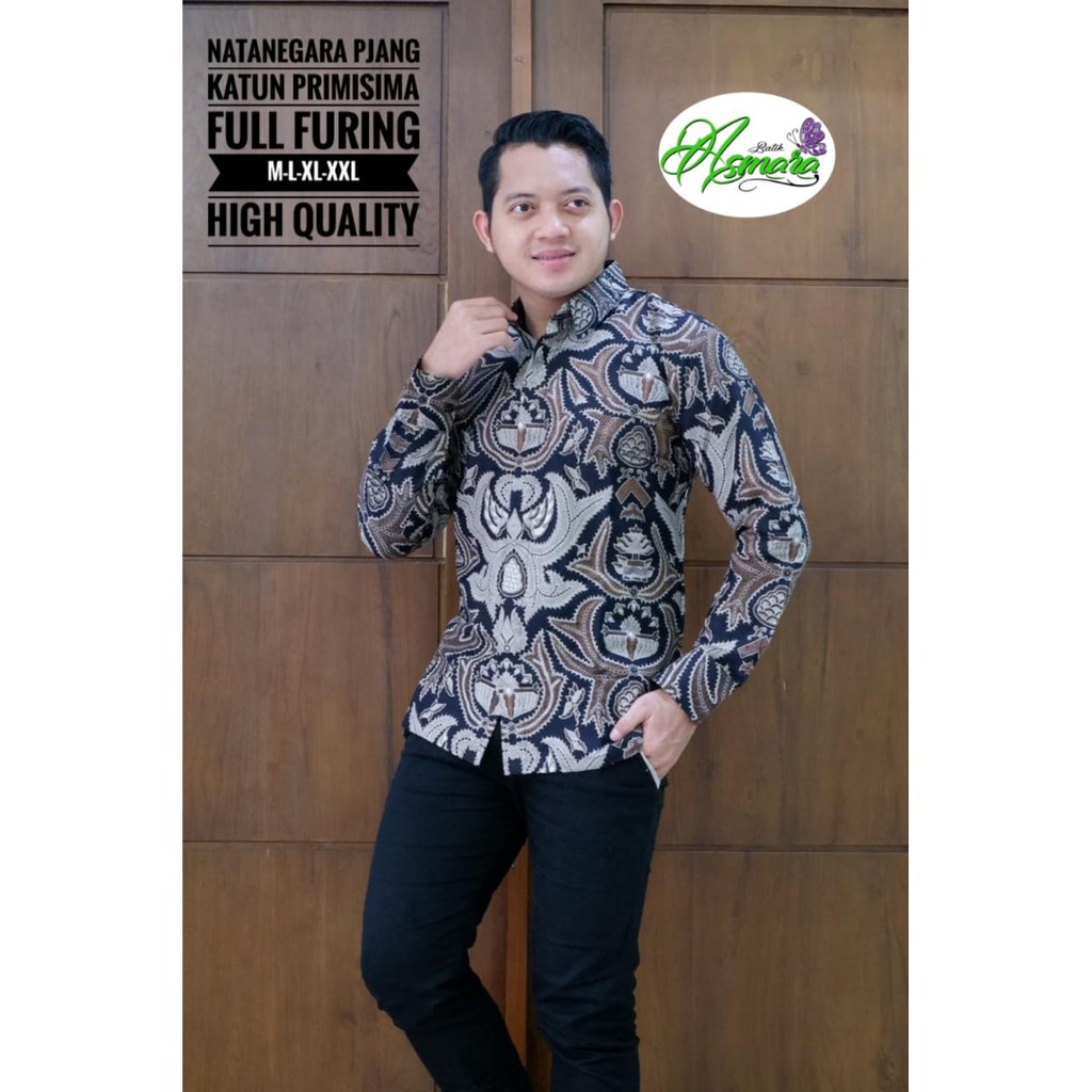 NATANEGARA Kemeja Batik Pria Lengan Panjang Full Furing Bahan Katun Primisima