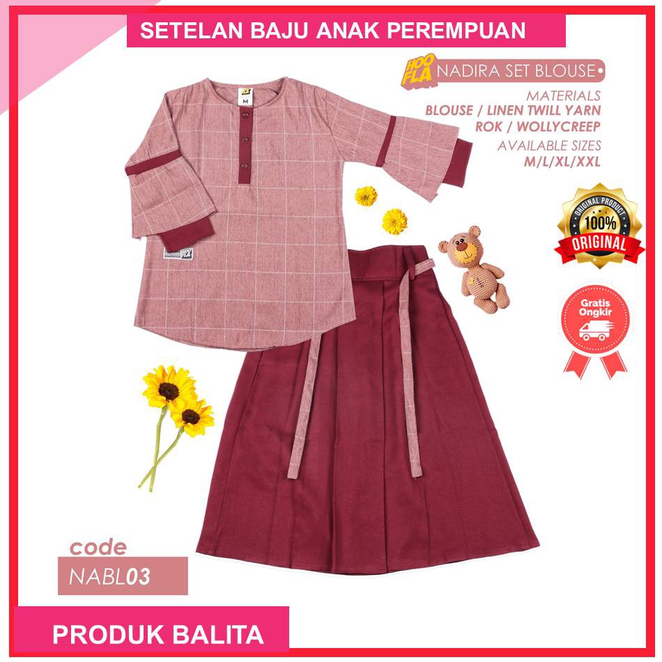 Hoofla Kids Nadira Set Blouse Setelan Baju Muslim Anak Perempuan