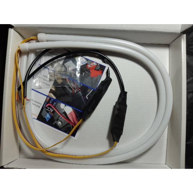 LED DRL FLEXIBLE 60CM LAMPU ALIS 2 MODE 2 WARNA RUNNING SEIN SEN 12VOLT - LAMPU MOBIL - AKSESORIS E-