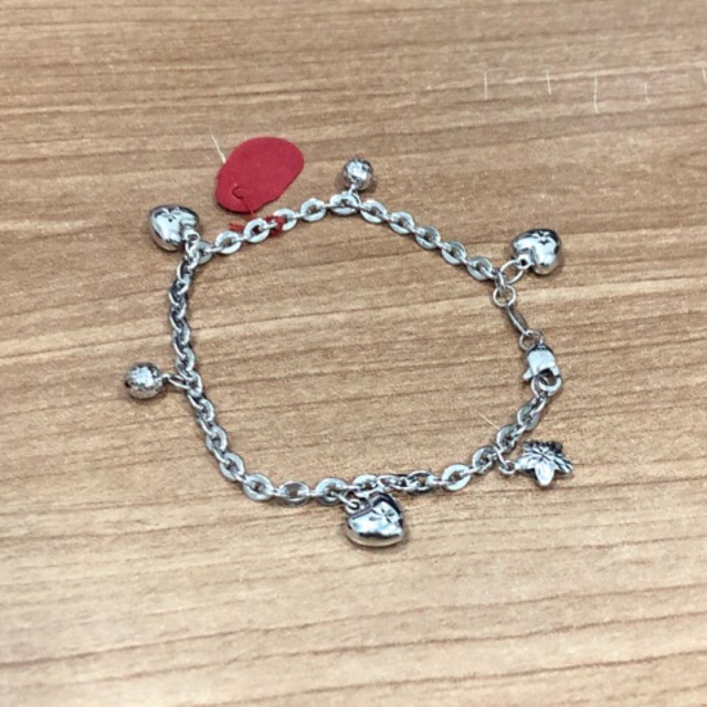 Gelang rantai hollow fancy hati bintang emas putih