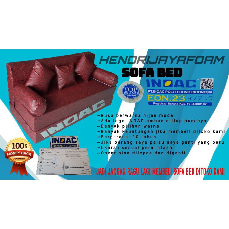 Sofa Bed Kasur Lipet Dan Kasur Inoac Asli Garansi 10 Tahun Anti Air Tebel 20 Cm Shopee Indonesia