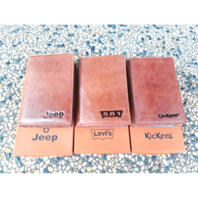 Dompet Tanggung Pria Kulit Asli - Dompet Kulit Levi's Kickers Jeep Levis - Dompet Kulit Murah
