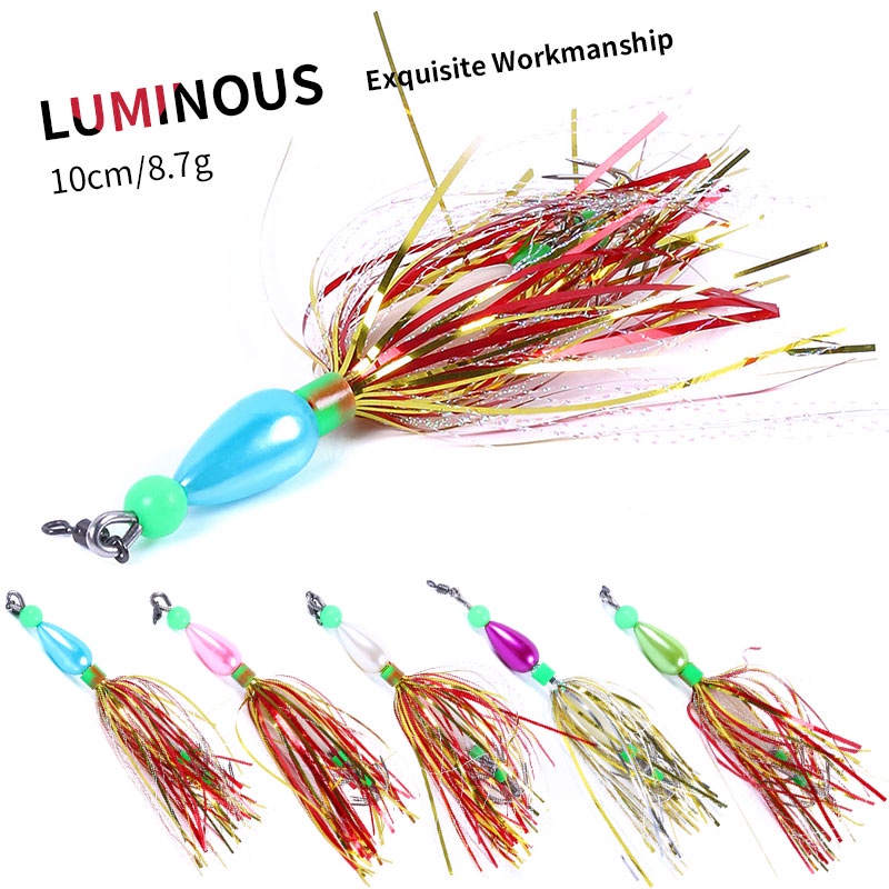 HENGJIA 2PCS/BOX Squid Jigs Artificial Spinner Spoon Luminous Bead 10cm 8.7g Artificial Squid Hooks Pike Carp