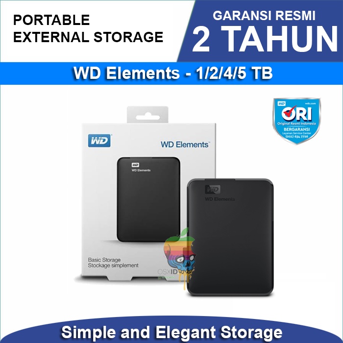 WD Elements / Element 1TB / 2TB / 4TB / 5TB - External Hardisk HDD - Garansi Resmi