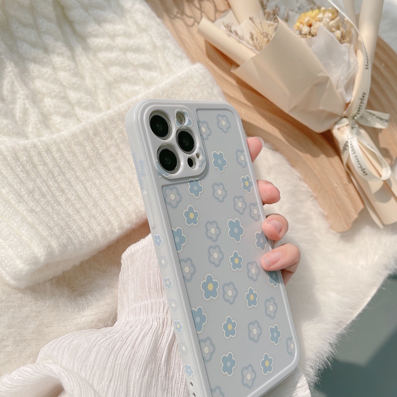 IPHONE Casing Ponsel Full Cover TPU Lembut Motif Bunga Samping Untuk Iphone7 8 PLUS X XR XS 11 12 13 14 MINI PRO MAX SE 2020 Pelindung
