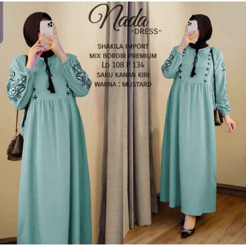 Nara Dress Bahan Shakila Import/Maxi Muslim/busana muslim/pesta/gamis/dress/pesta/fashion/promo/hm/T