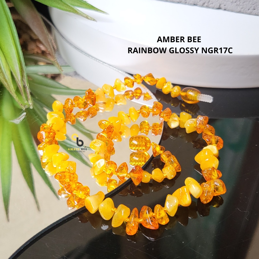 Kalung Amber Pereda Nyeri Tumbuh Gigi Anak Glossy Rainbow Nuggets NGRN17C By Amber Bee