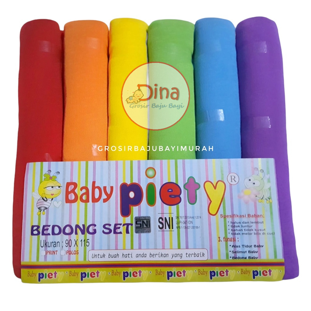 6 LEMBAR bedong bayi bahan katun halus PIETY POLOS