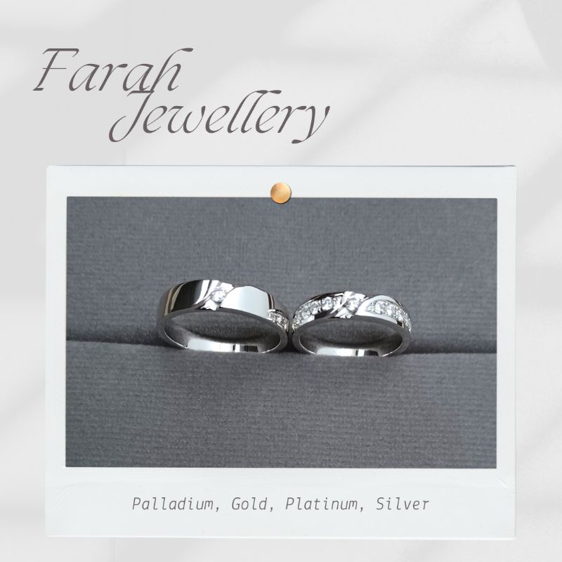 Cincin Nikah Couple Palladium dan Emas Putih Elegant