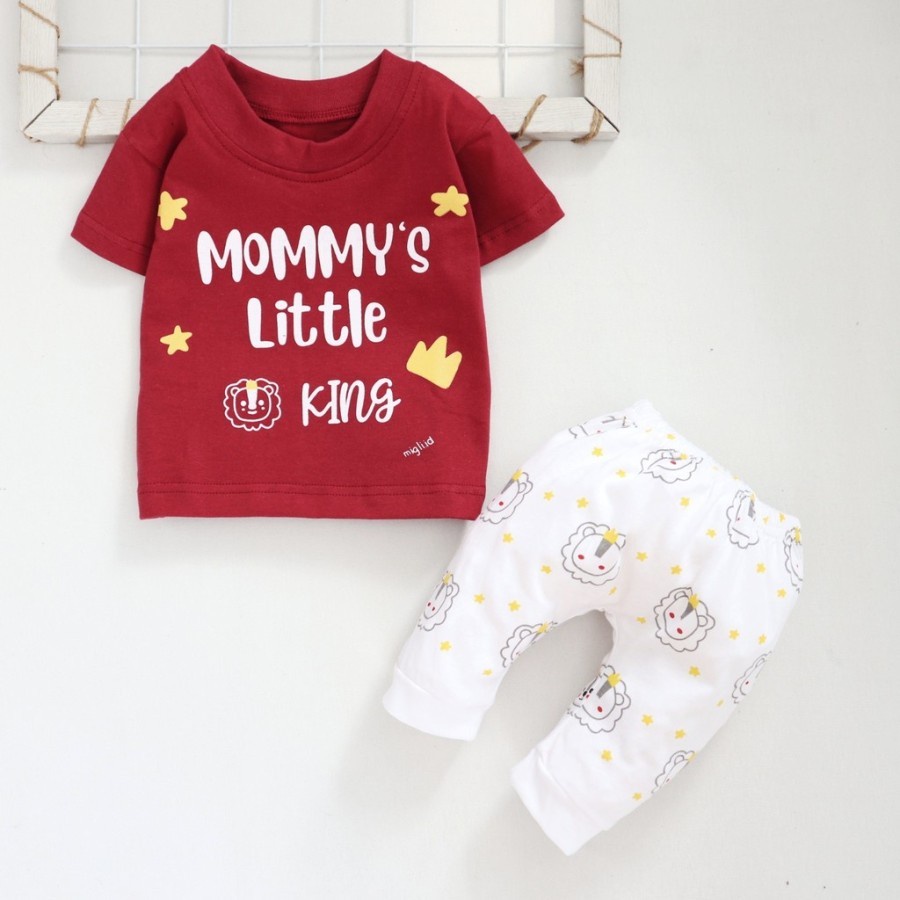 baju setelan anak bayi laki 6 7 8 9 10 11 bulan kaos dan celana maroon