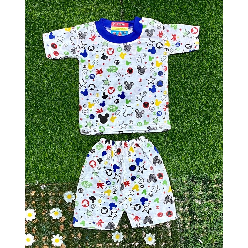 baju anak lucu murah motif mickey oh boy setelan pendek 3-18bulan (RG087)