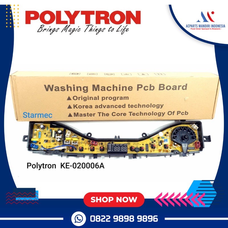 Modul PCB mesin cuci polytron PAW 7512 / PAW 8512 / PAW 85512 / PAW 9512 model putar ( KE-020006A )