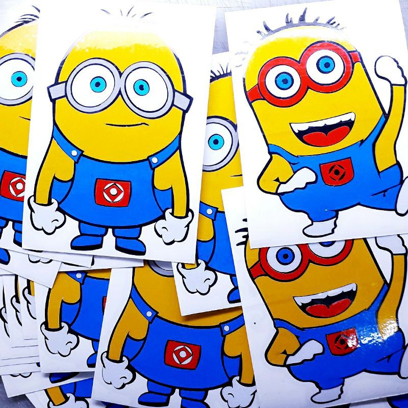 Cutting Sticker Kartun Minions** | Sticker Variasi Modifikasi Aksesoris Helm, HP, Sepeda, Helm, Moto