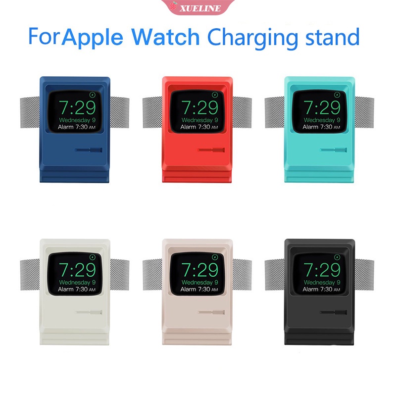 Dock Charging Apple iWatch 7 6 5 4 3 2 1 Bahan Silikon Motif Retro