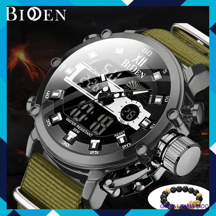 JAM TANGAN original ori BIDEN pria Fashionable multi-function outdoor sports jam - Hijau asli murah 