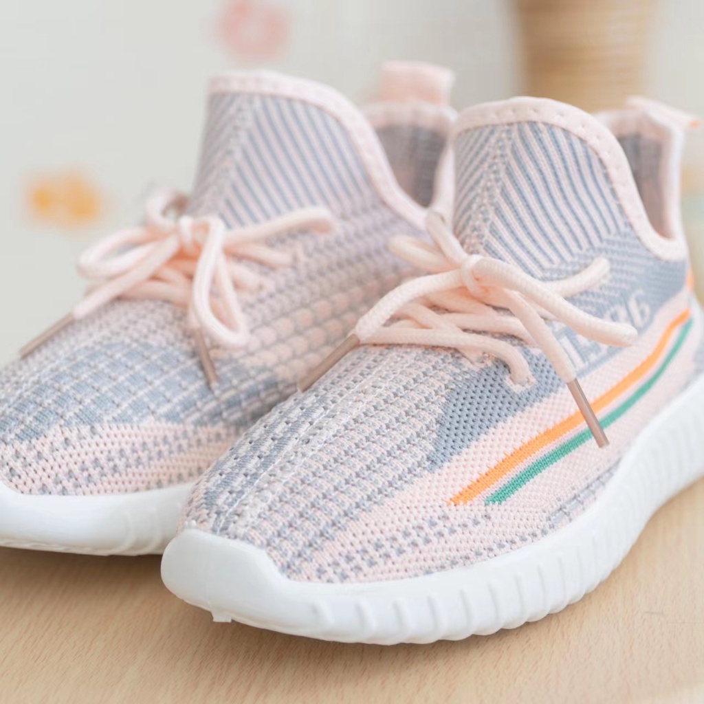 KF CAT Sepatu Fashion Anak Perempuan Laki-Laki Import Unisex Casual Santai Motif YZY Trendy-3