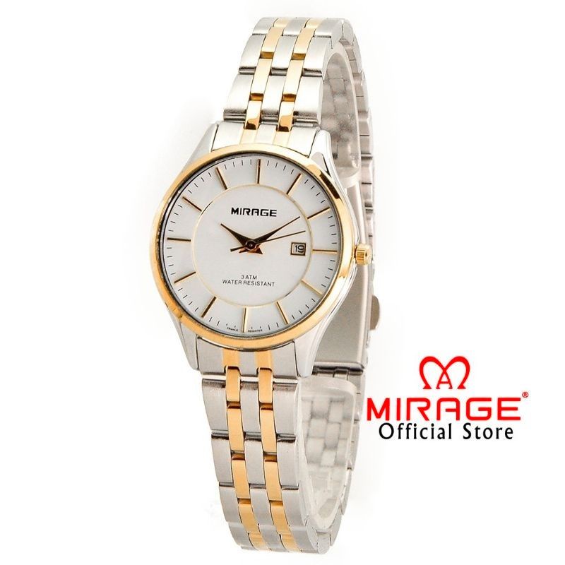 MIRAGE JAM TANGAN ORIGINAL WANITA Cantik Tipis Elegant Mewah Tahan air SILVERGOLD 8544L