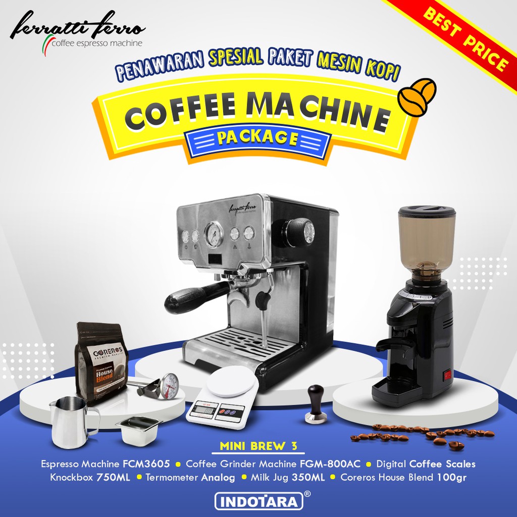 Paket Mesin Kopi Espresso  Mesin Kopi Ferratti Ferro - Mini Brew 3