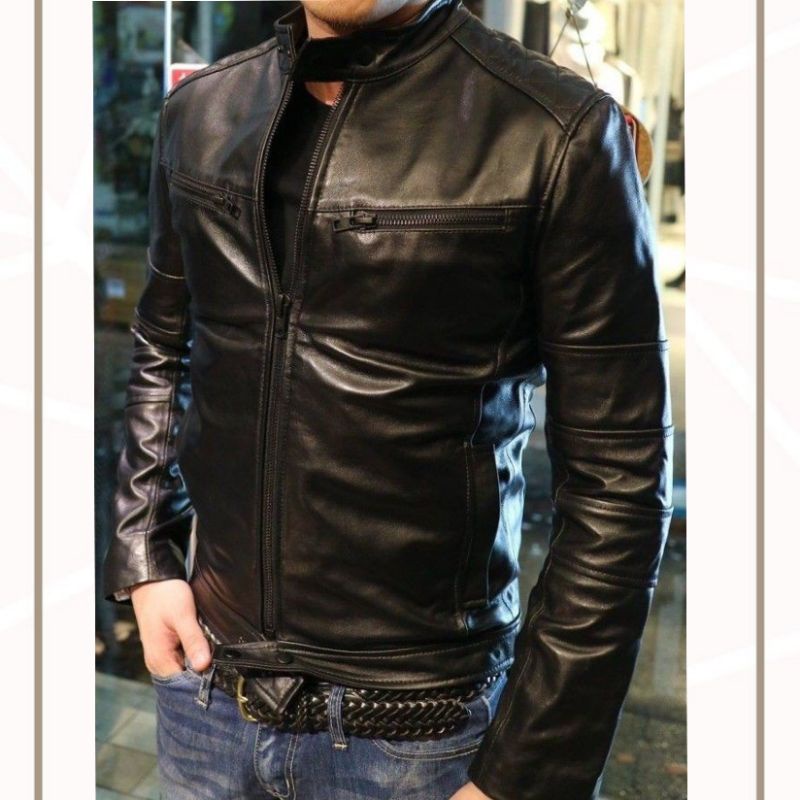 JAKET KULIT PRIA ORIGINAL DOMBA GARUT WARNA HITAM POLOS BERKUALITAS