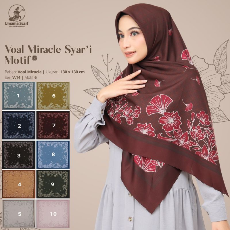 SEGIEMPAT VOAL MIRACLE SYARI MOTIF JILBAB UMAMA SYARI KERUDUNG SEGI4 130X130 HIJAB