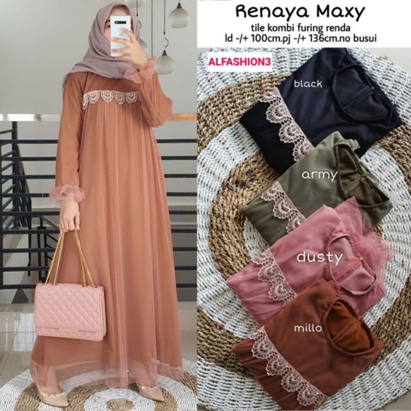 RENAYA MAXY / DRESS TILE TUTU/ GAMIS TUTU/ DRESS MAXY / READY SEMUA WARNA SIAP KIRIM / GAMIS JUMBO