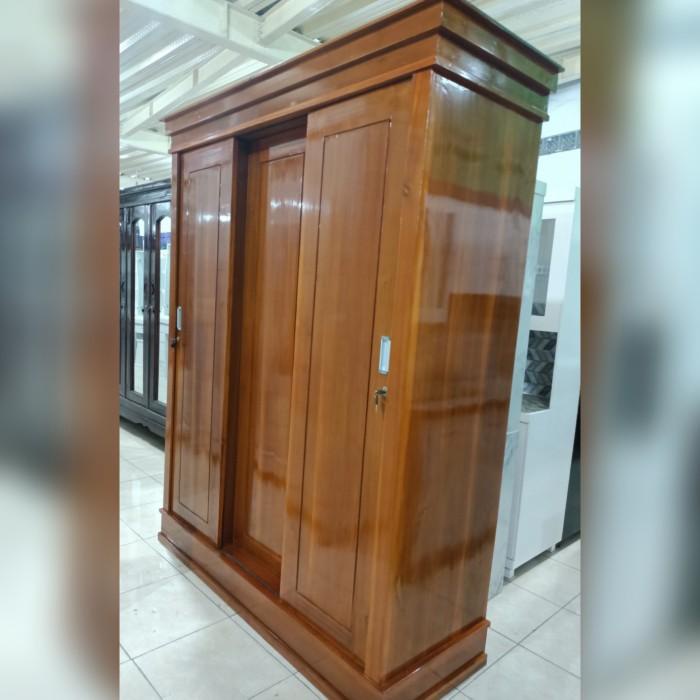 Lemari Jati 3Pintu Sliding, Jati Sliding Polos