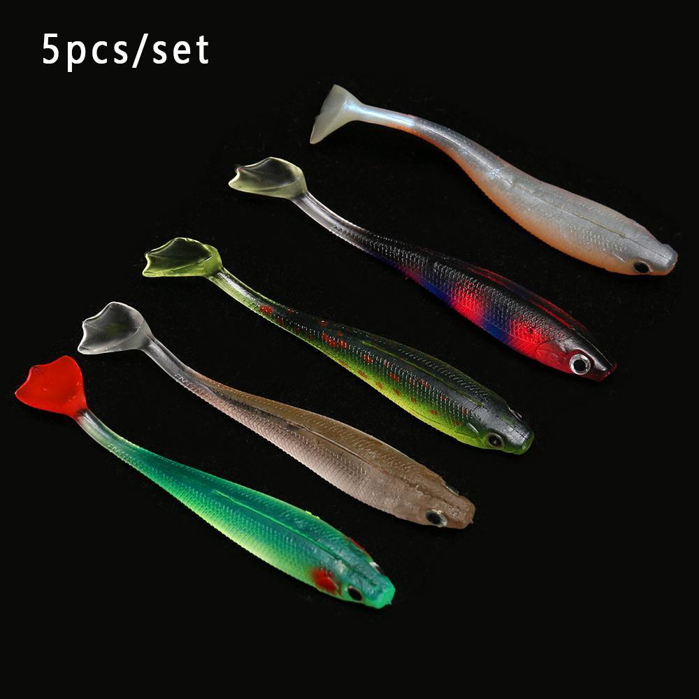 Suyo 5Pcs/lot Umpan Pancing Cacing Stabil Buatan 9cm 5g Swimbait